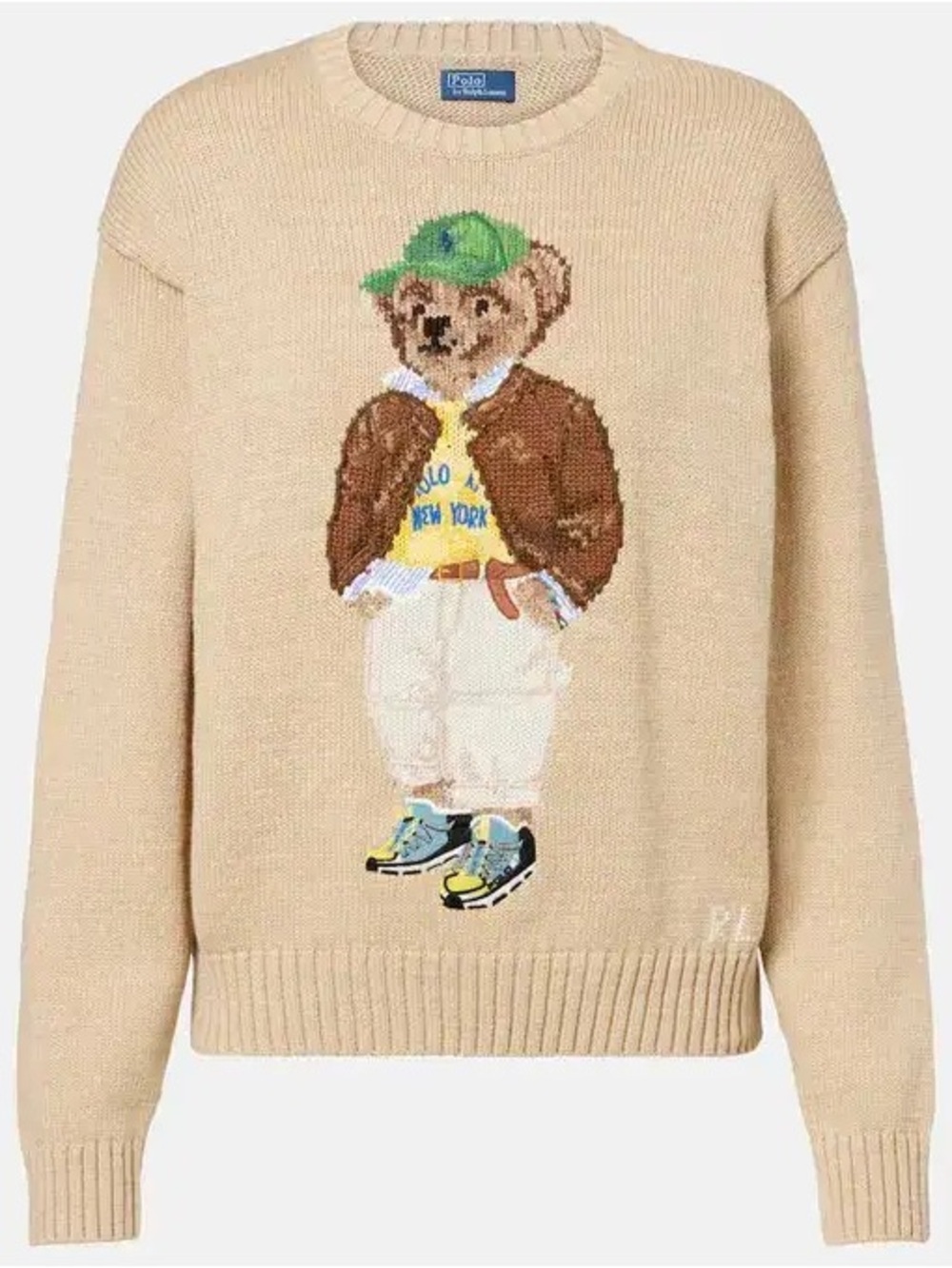 Polo Ralph Lauren Women's Polo Bear Intarsia Cotton Crewneck Sweater Size XS
